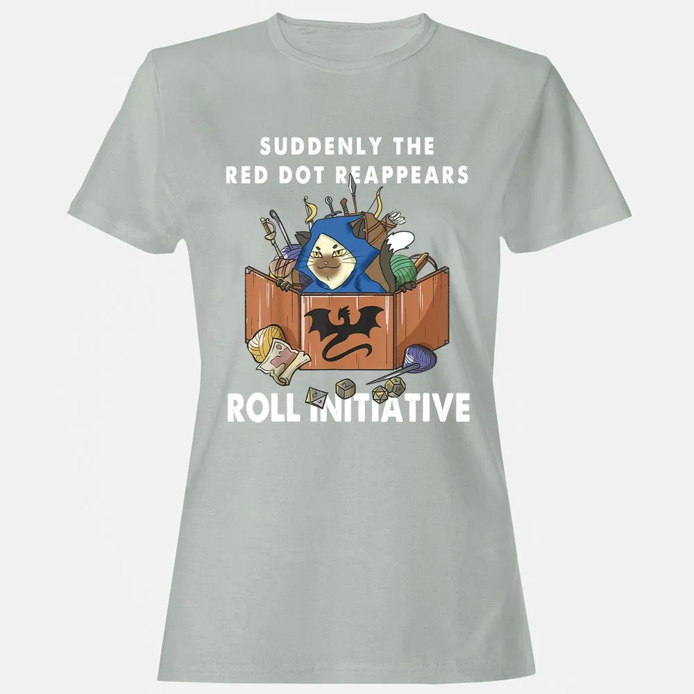 Suddenly The Red Dot Reappears Roll Initiative Women's T-Shirt - Ash - 2