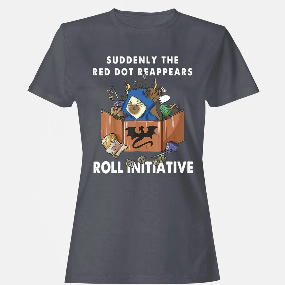 Suddenly The Red Dot Reappears Roll Initiative Women's T-Shirt - Dark Heather - 5