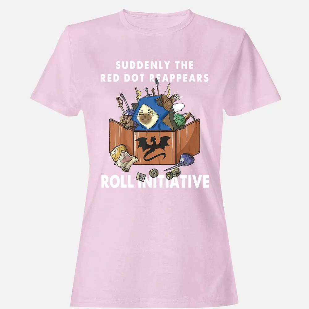 Suddenly The Red Dot Reappears Roll Initiative Women's T-Shirt - Light Pink - 9
