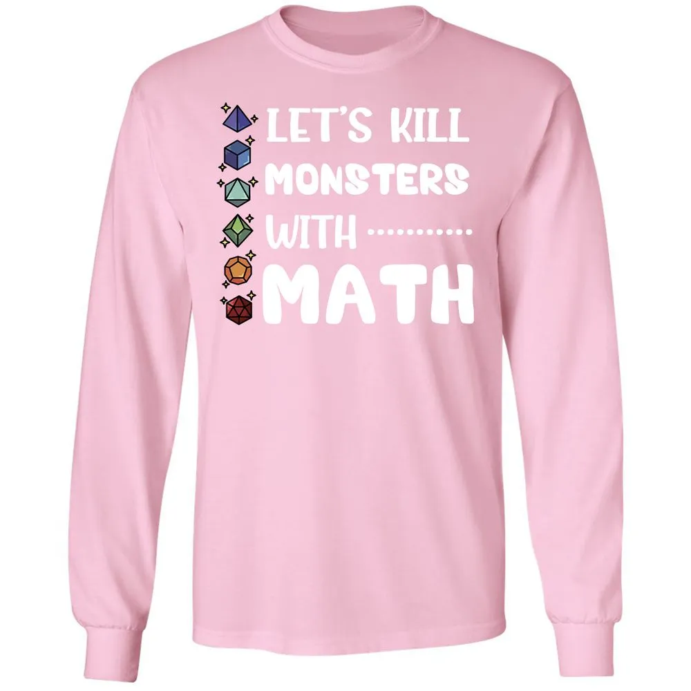 Let's Kill Monsters With Math Long Sleeve T-Shirt - Light Pink - 3