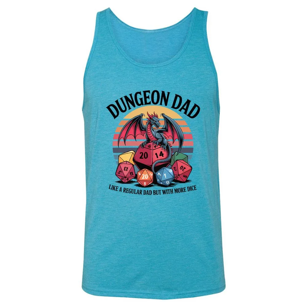 Dungeon Dad With More Dice Unisex Jersey Tank - Aqua Triblend - 3