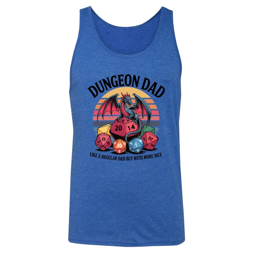 Dungeon Dad With More Dice Unisex Jersey Tank - True Royal Triblend - 12
