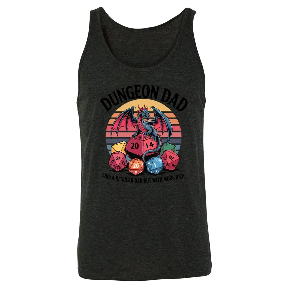 Dungeon Dad With More Dice Unisex Jersey Tank - Charcoal Black Triblend - 5