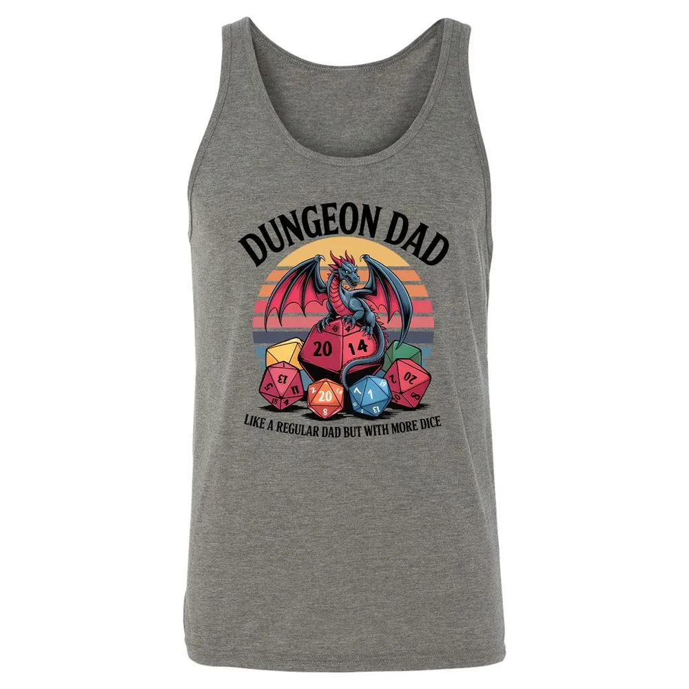 Dungeon Dad With More Dice Unisex Jersey Tank - Grey Triblend - 2