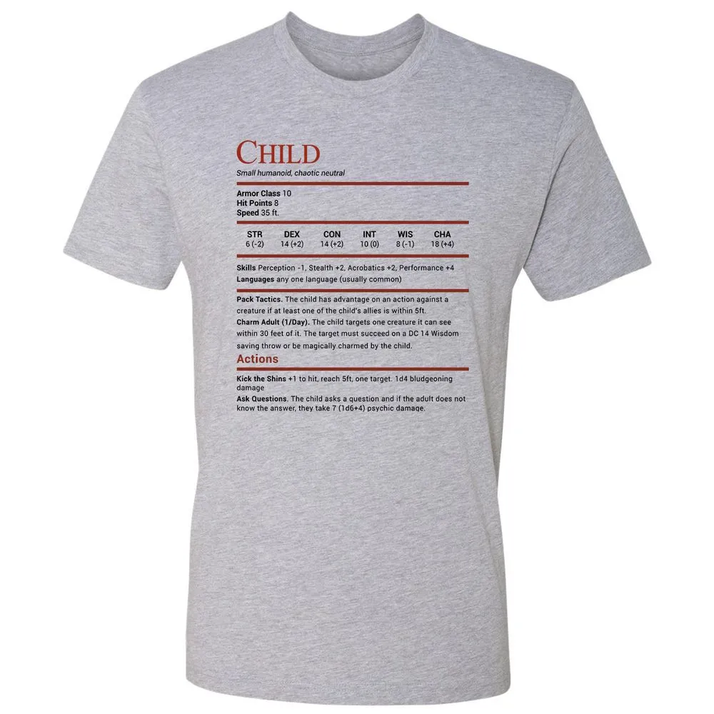 Child Stats Premium Unisex T-Shirt - Heather Grey - 9