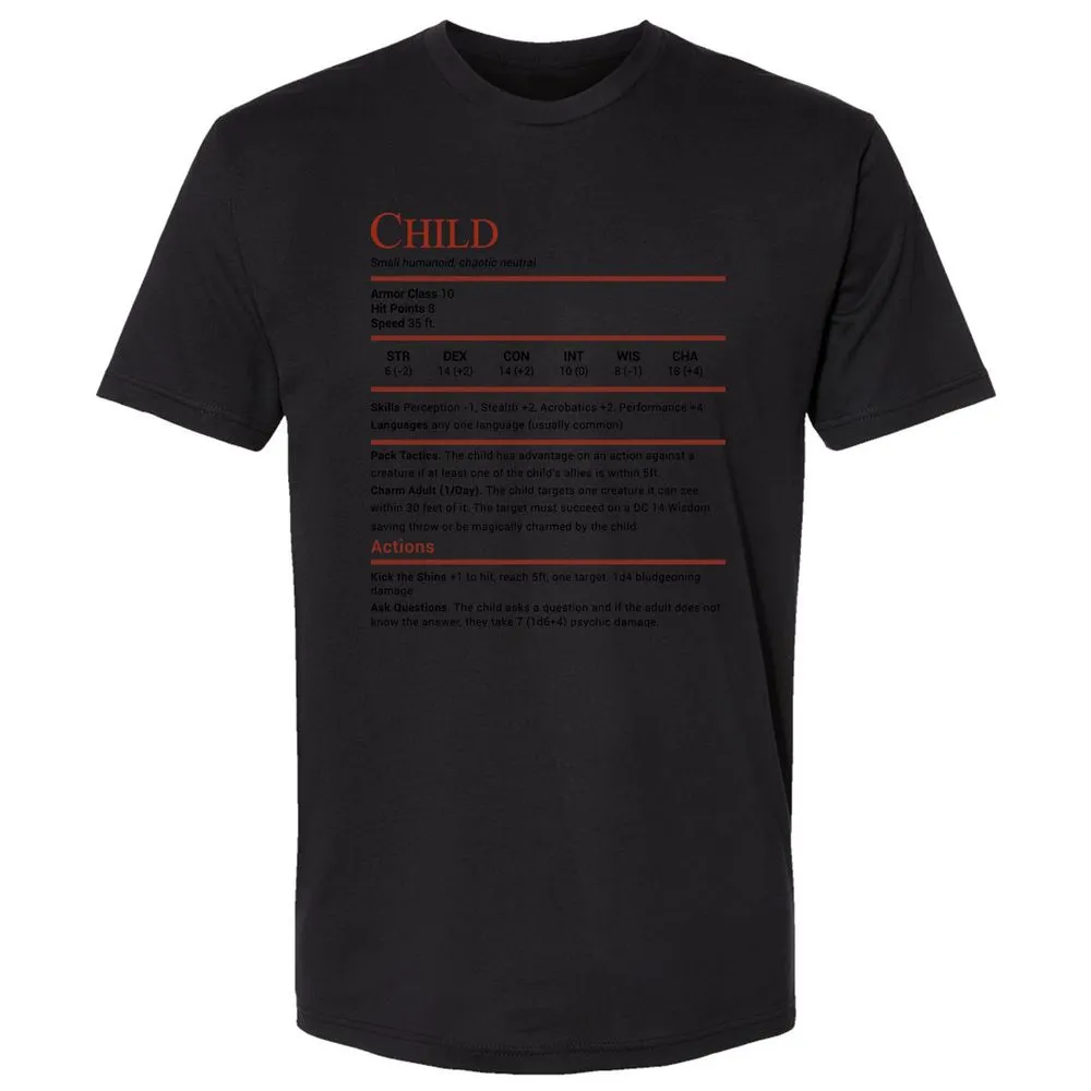 Child Stats Premium Unisex T-Shirt - Black - 16
