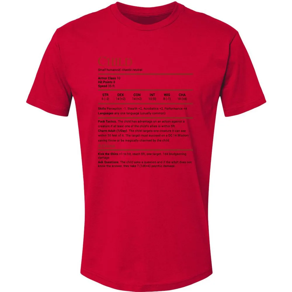 Child Stats Premium Unisex T-Shirt - Red - 6