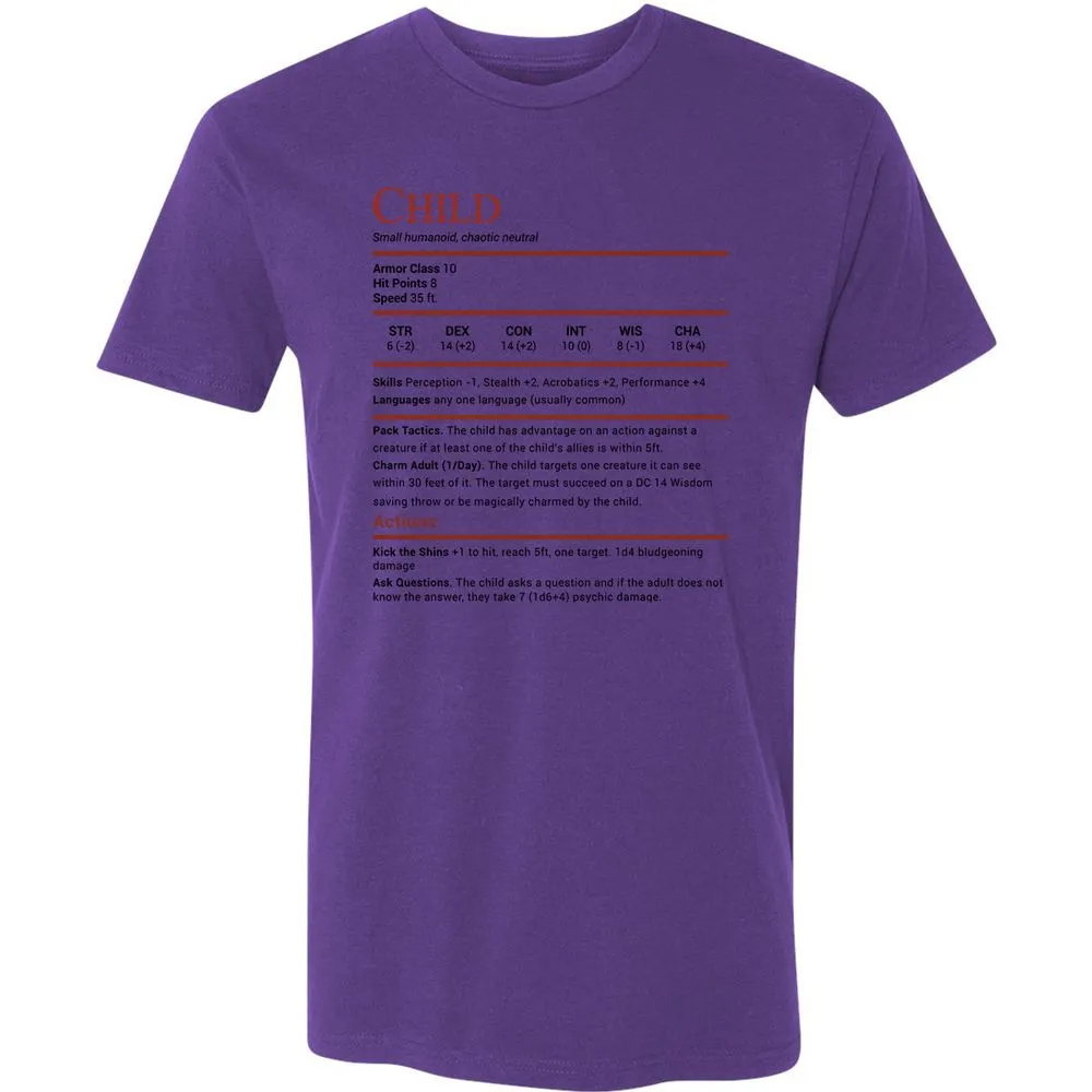 Child Stats Premium Unisex T-Shirt - Purple Rush - 7