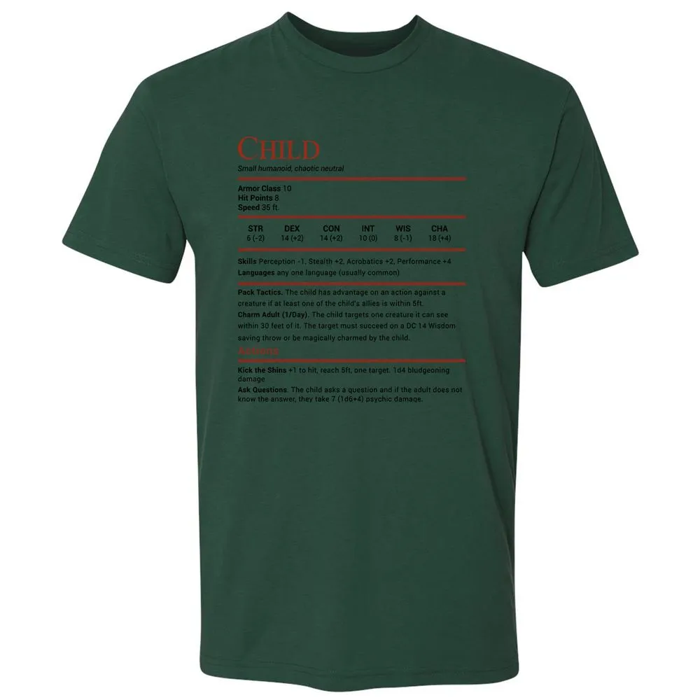 Child Stats Premium Unisex T-Shirt - Forest Green - 13