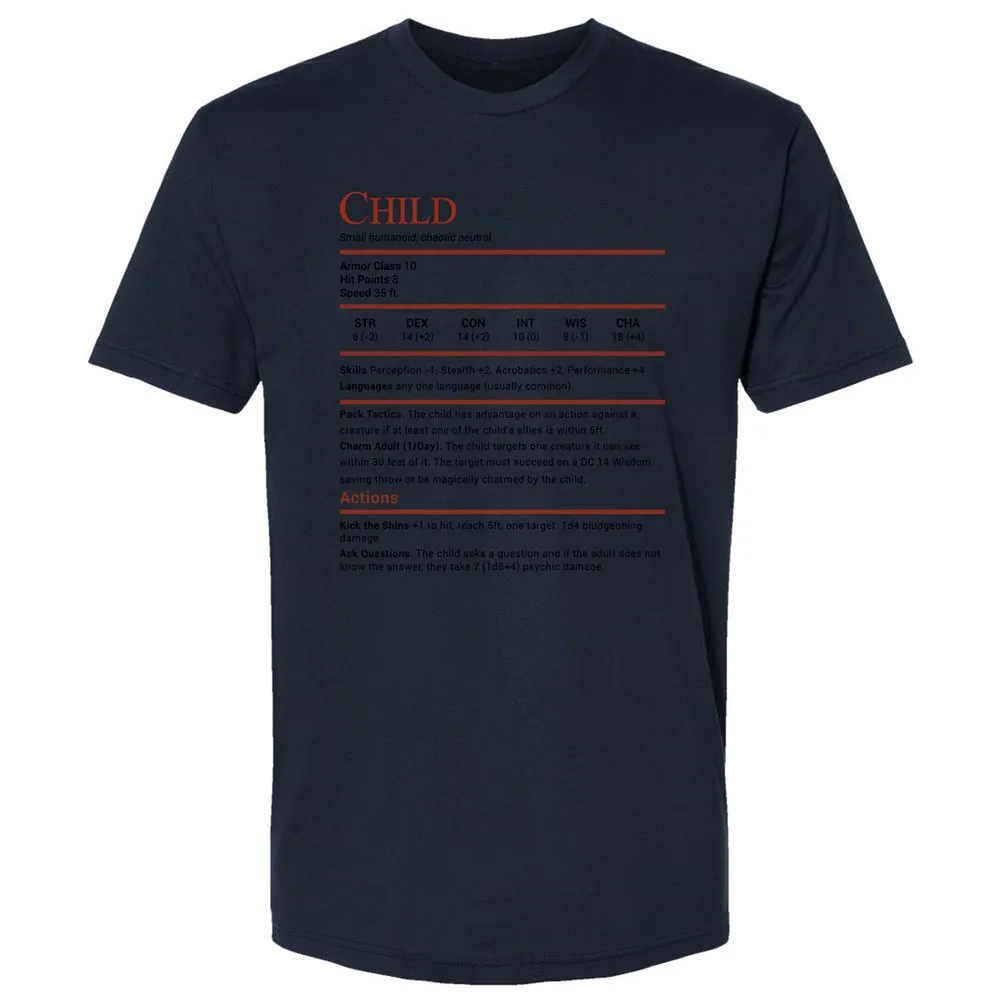 Child Stats Premium Unisex T-Shirt - Midnight Navy - 14