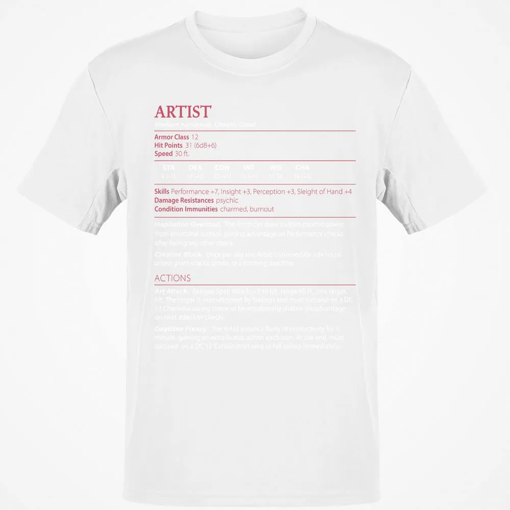Artist Stats Classic Unisex T-Shirt - White - 12
