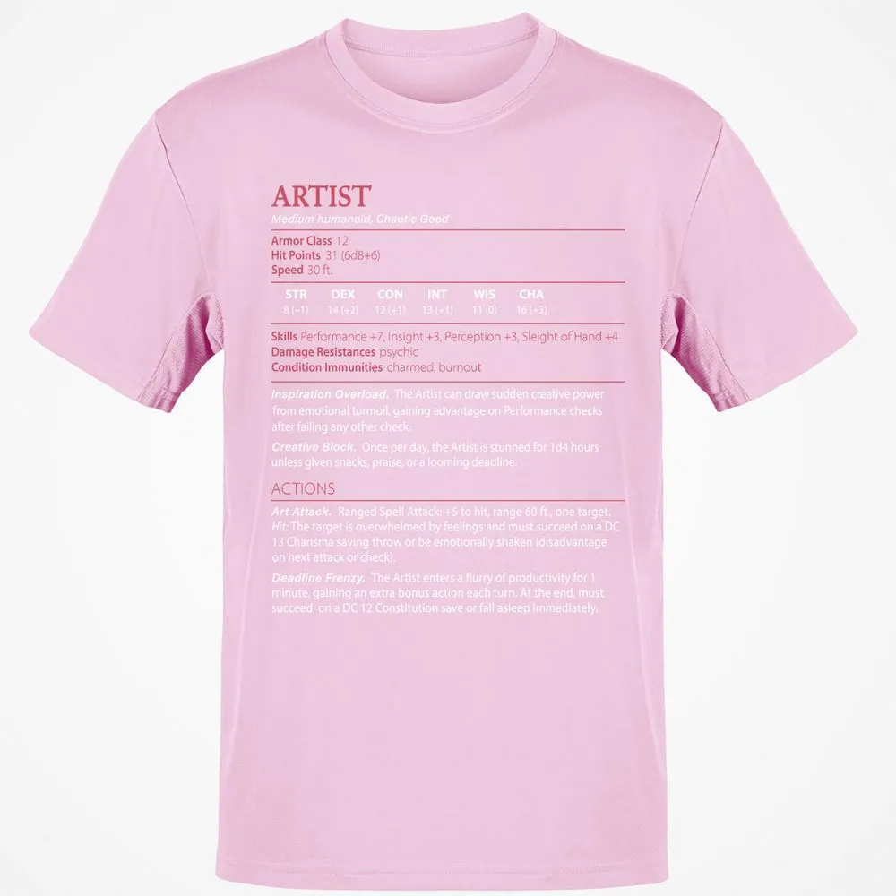 Artist Stats Classic Unisex T-Shirt - Light Pink - 5
