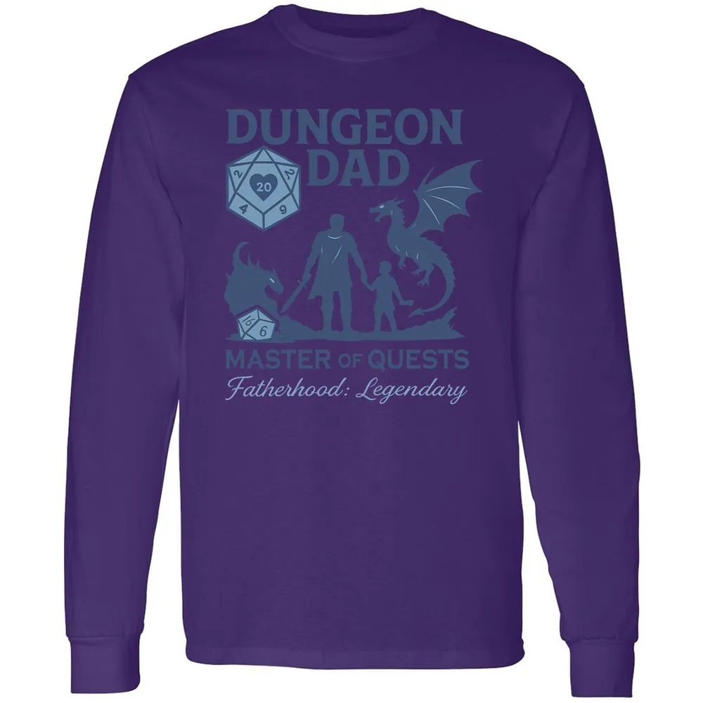 Dungeon Dad Master Of Quests Long Sleeve T-Shirt - Purple - 13