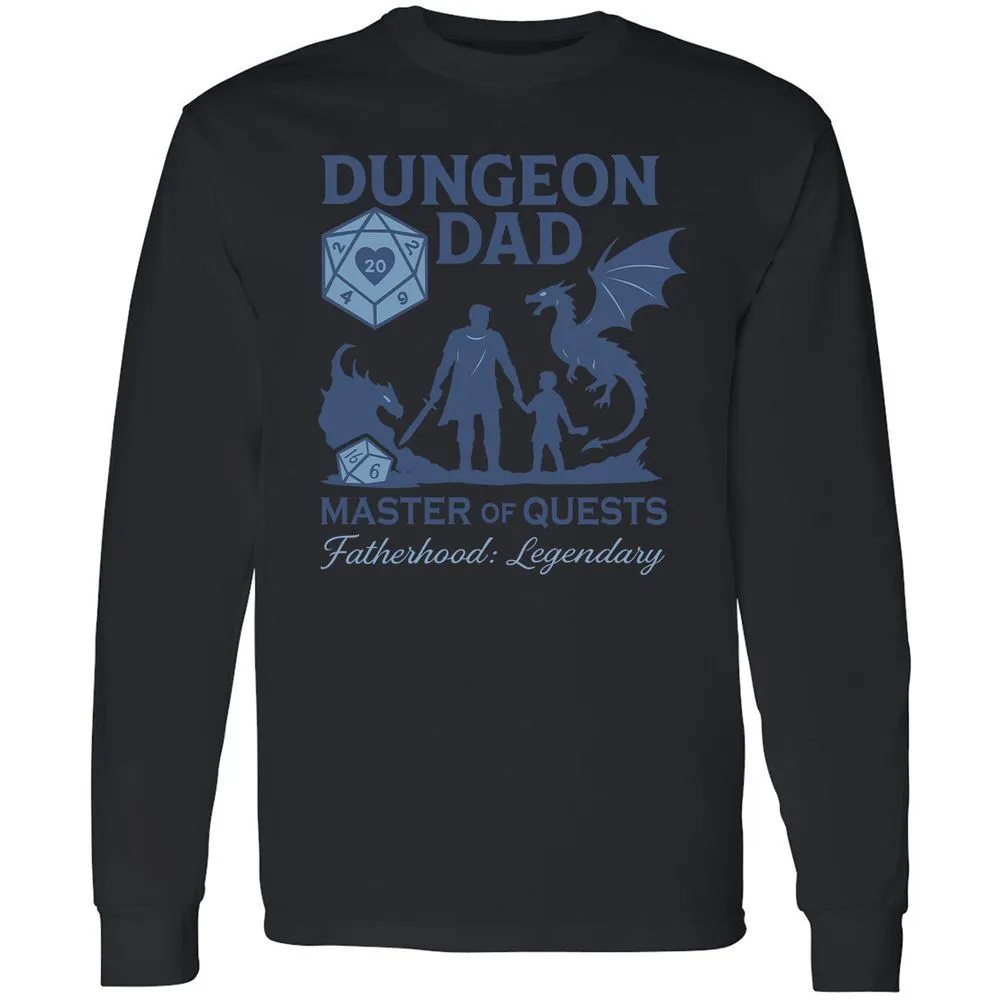 Dungeon Dad Master Of Quests Long Sleeve T-Shirt - Black - 16