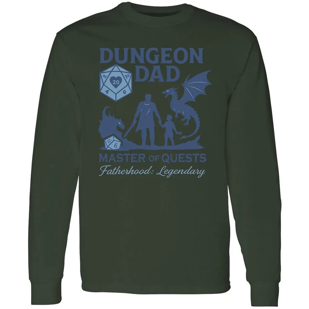 Dungeon Dad Master Of Quests Long Sleeve T-Shirt - Forest Green - 8