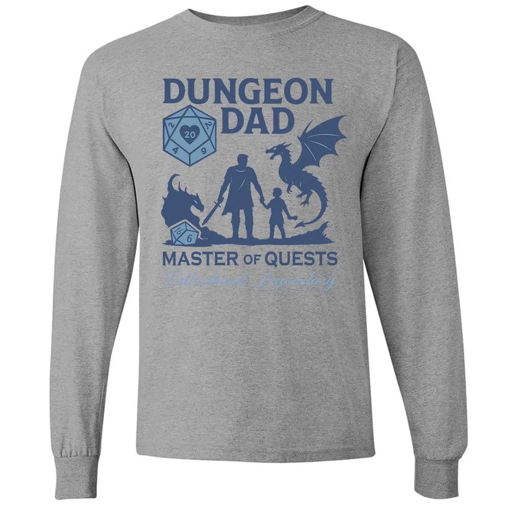 Dungeon Dad Master Of Quests Long Sleeve T-Shirt - Graphite Heather - 6