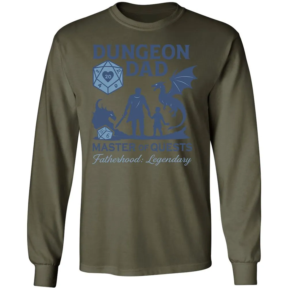 Dungeon Dad Master Of Quests Long Sleeve T-Shirt - Military Green - 7
