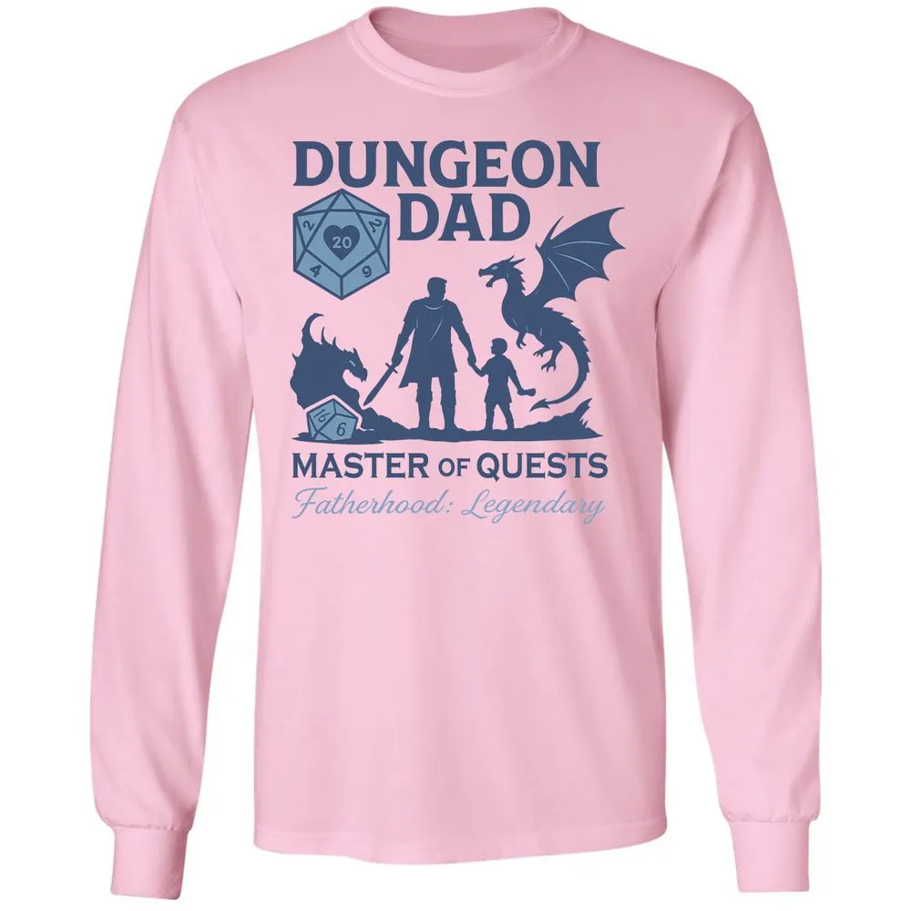 Dungeon Dad Master Of Quests Long Sleeve T-Shirt - Light Pink - 3