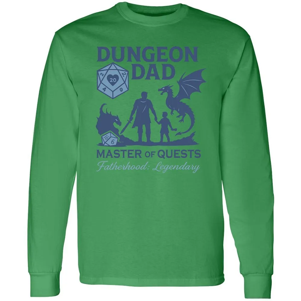 Dungeon Dad Master Of Quests Long Sleeve T-Shirt - Irish Green - 10