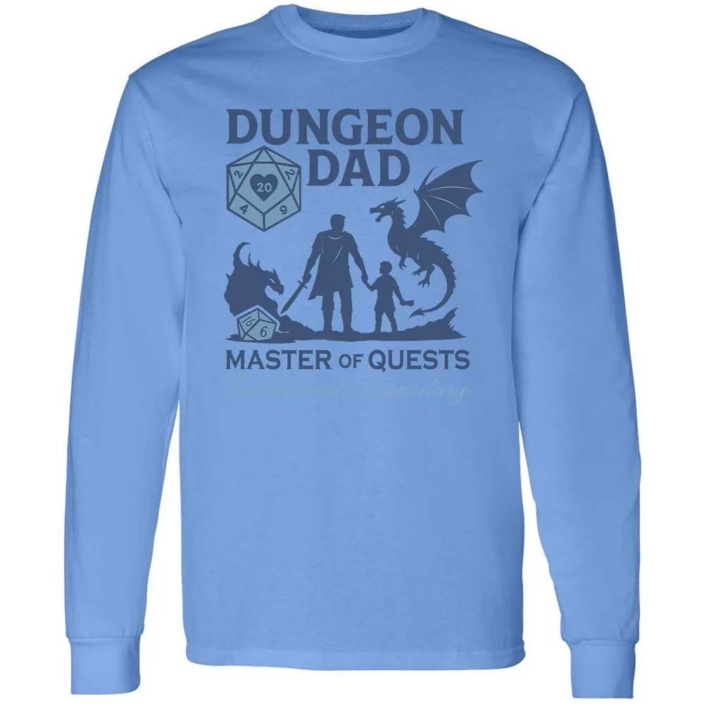 Dungeon Dad Master Of Quests Long Sleeve T-Shirt - Carolina Blue - 2