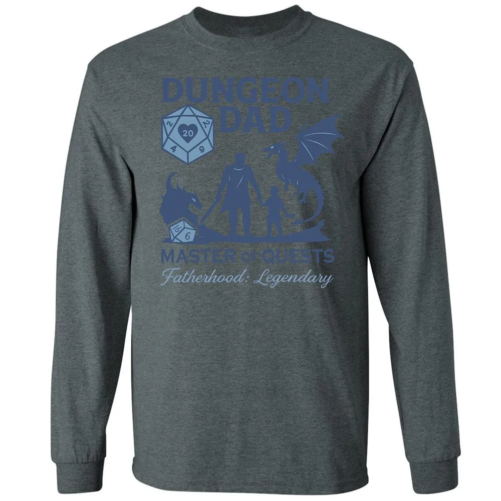 Dungeon Dad Master Of Quests Long Sleeve T-Shirt - Dark Heather - 15
