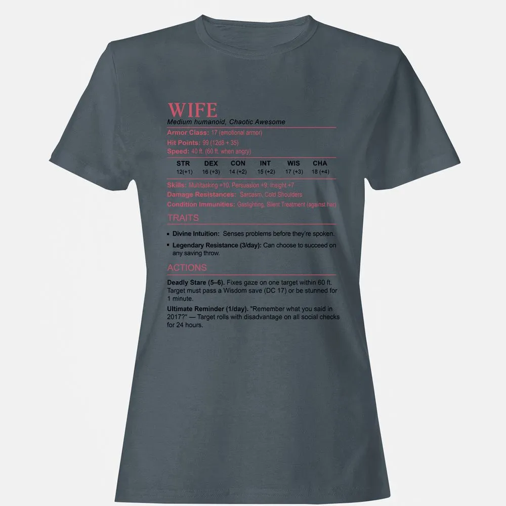 Wife Stats 2 Women's T-Shirt - Charcoal - 3