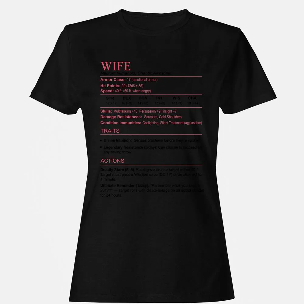 Wife Stats 2 Women's T-Shirt - Black - 16