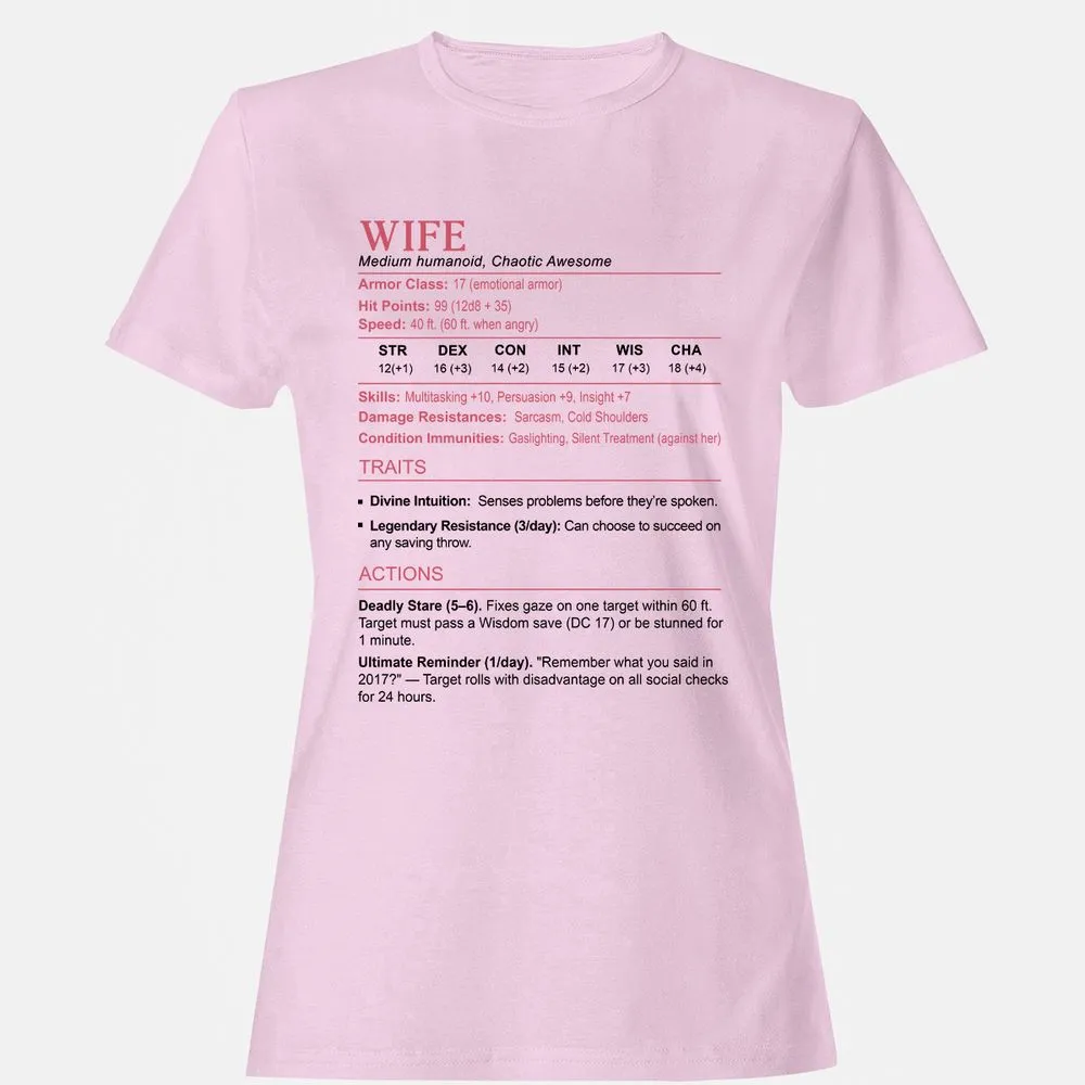 Wife Stats 2 Women's T-Shirt - Light Pink - 9