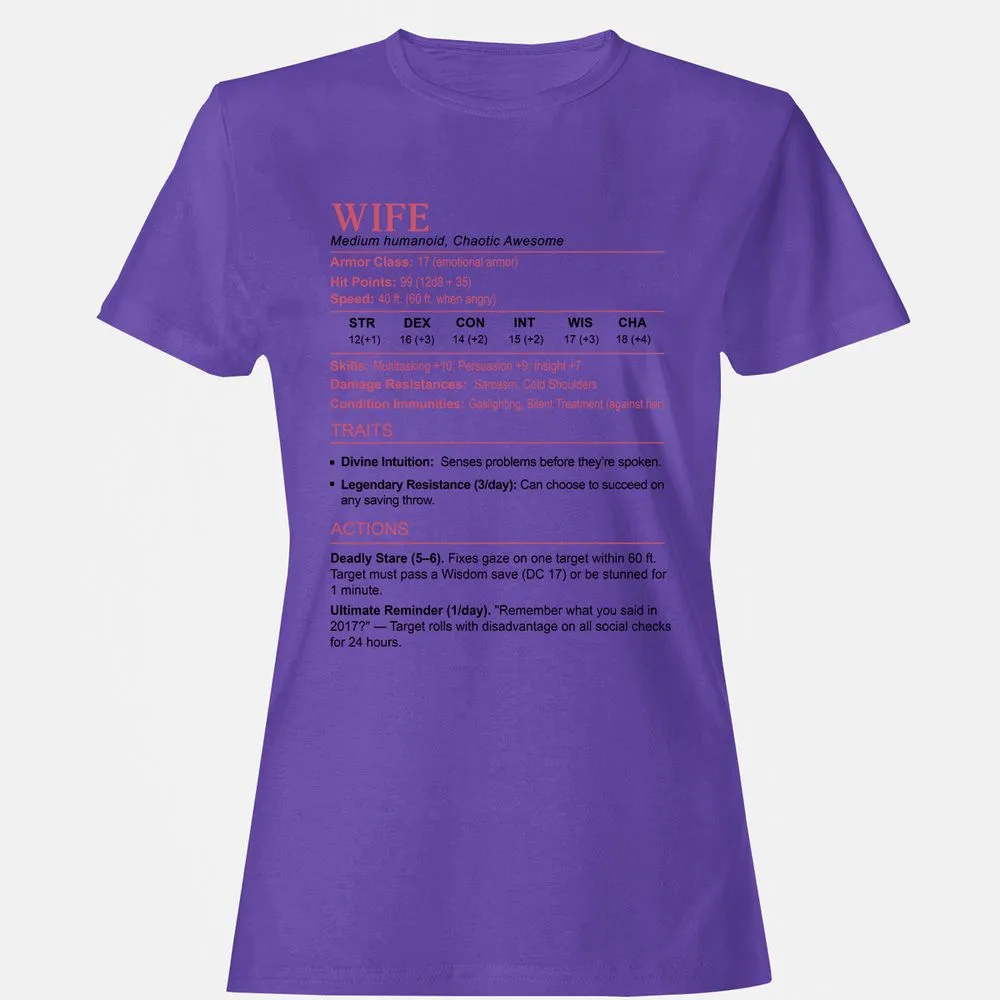 Wife Stats 2 Women's T-Shirt - Purple - 12