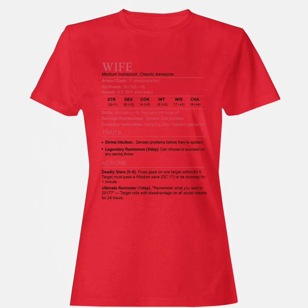 Wife Stats 2 Women's T-Shirt - Red - 13
