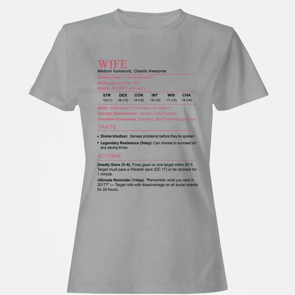 Wife Stats 2 Women's T-Shirt - Sport Grey - 15