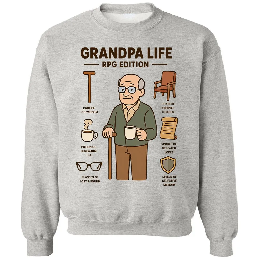 Grandpa Life RPG Edition Classic Unisex Sweatshirt - Ash - 2