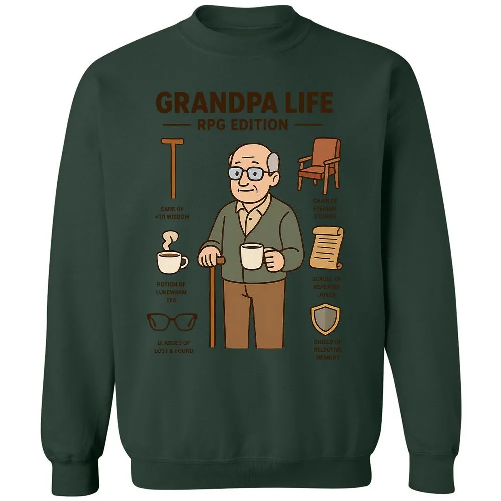 Grandpa Life RPG Edition Classic Unisex Sweatshirt - Forest Green - 4