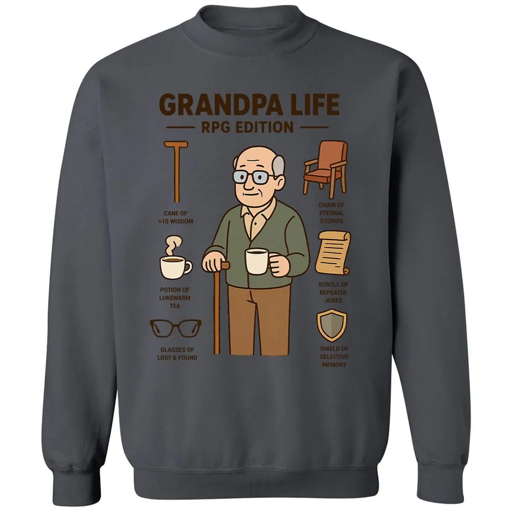 Grandpa Life RPG Edition Classic Unisex Sweatshirt - Charcoal - 7