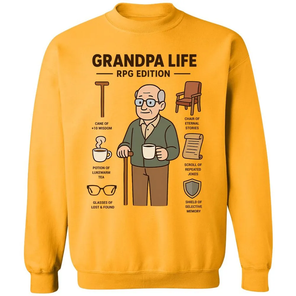 Grandpa Life RPG Edition Classic Unisex Sweatshirt - Gold - 11