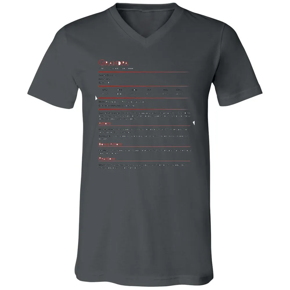 Grandpa Stat Block Unisex V-Neck T-Shirt - Asphalt - 12