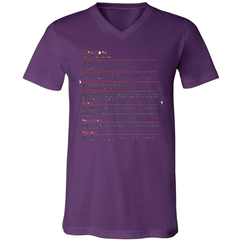 Grandpa Stat Block Unisex V-Neck T-Shirt - Team Purple - 2