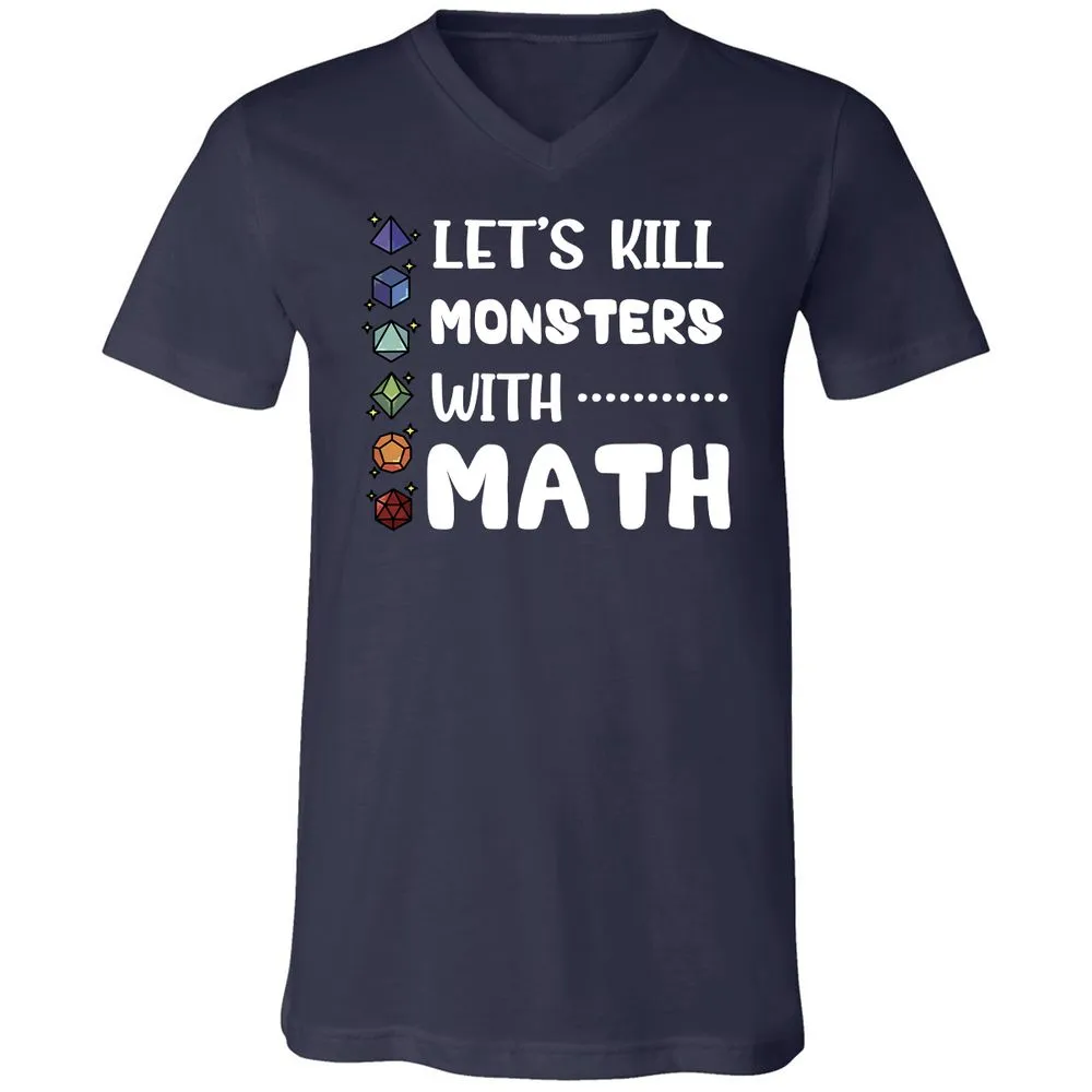 Let's Kill Monsters With Math Unisex V-Neck T-Shirt - Navy - 2