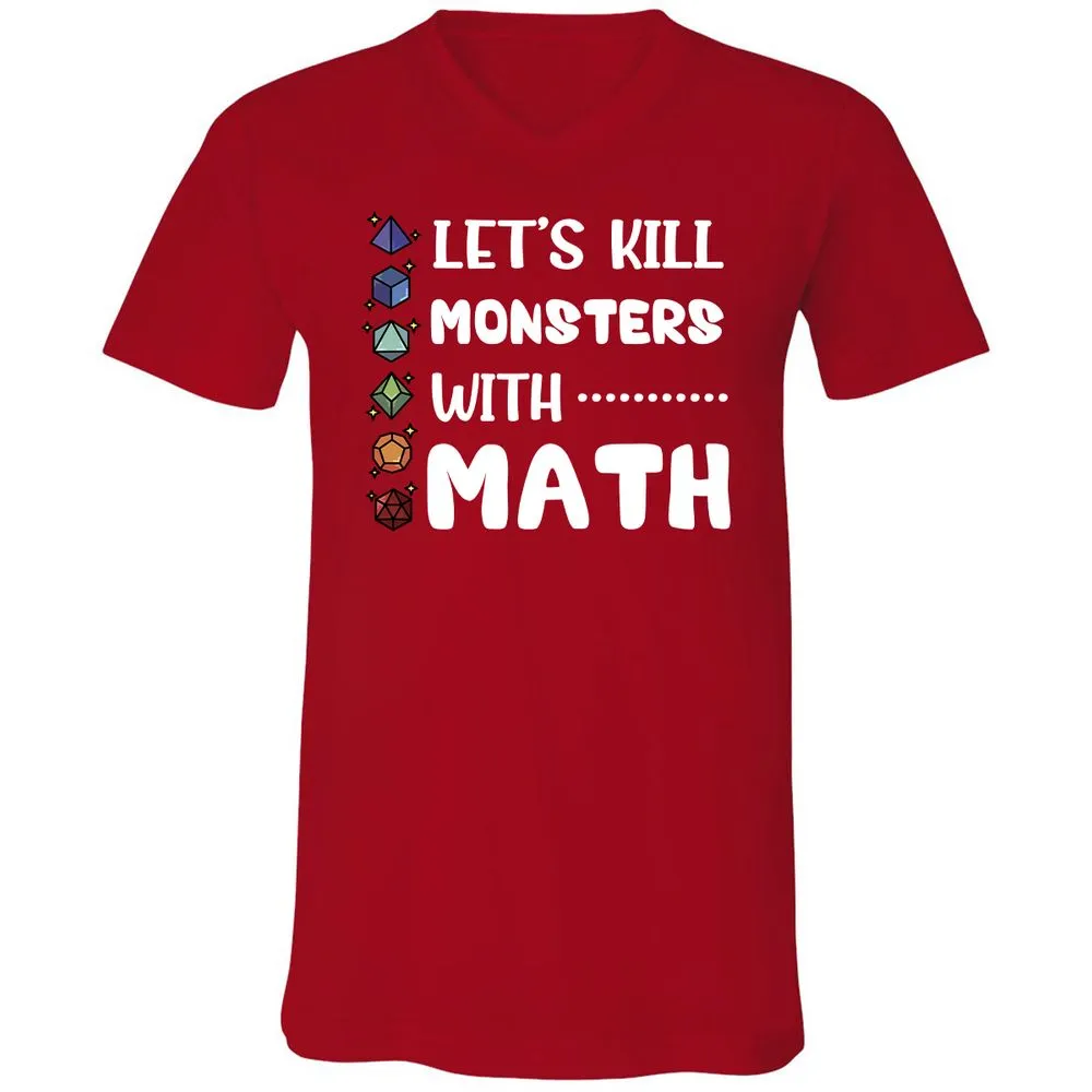 Let's Kill Monsters With Math Unisex V-Neck T-Shirt - Red - 3