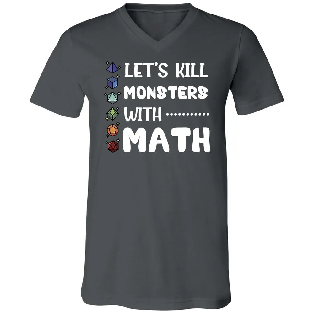 Let's Kill Monsters With Math Unisex V-Neck T-Shirt - Asphalt - 12