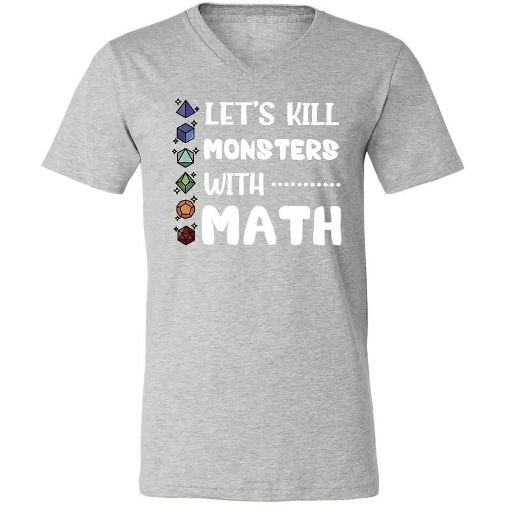 Let's Kill Monsters With Math Unisex V-Neck T-Shirt - Athletic Heather - 7