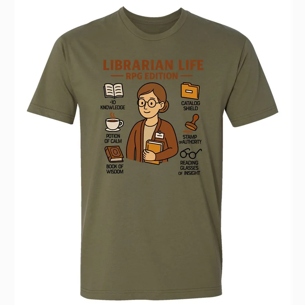 Librarian Life RPG Edition Premium Unisex T-Shirt - Military Green - 5