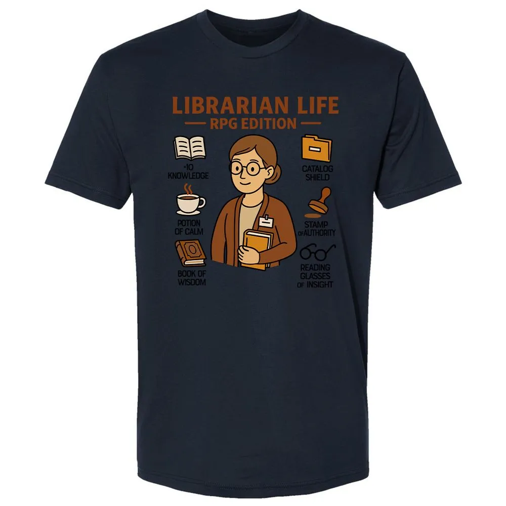 Librarian Life RPG Edition Premium Unisex T-Shirt - Midnight Navy - 14