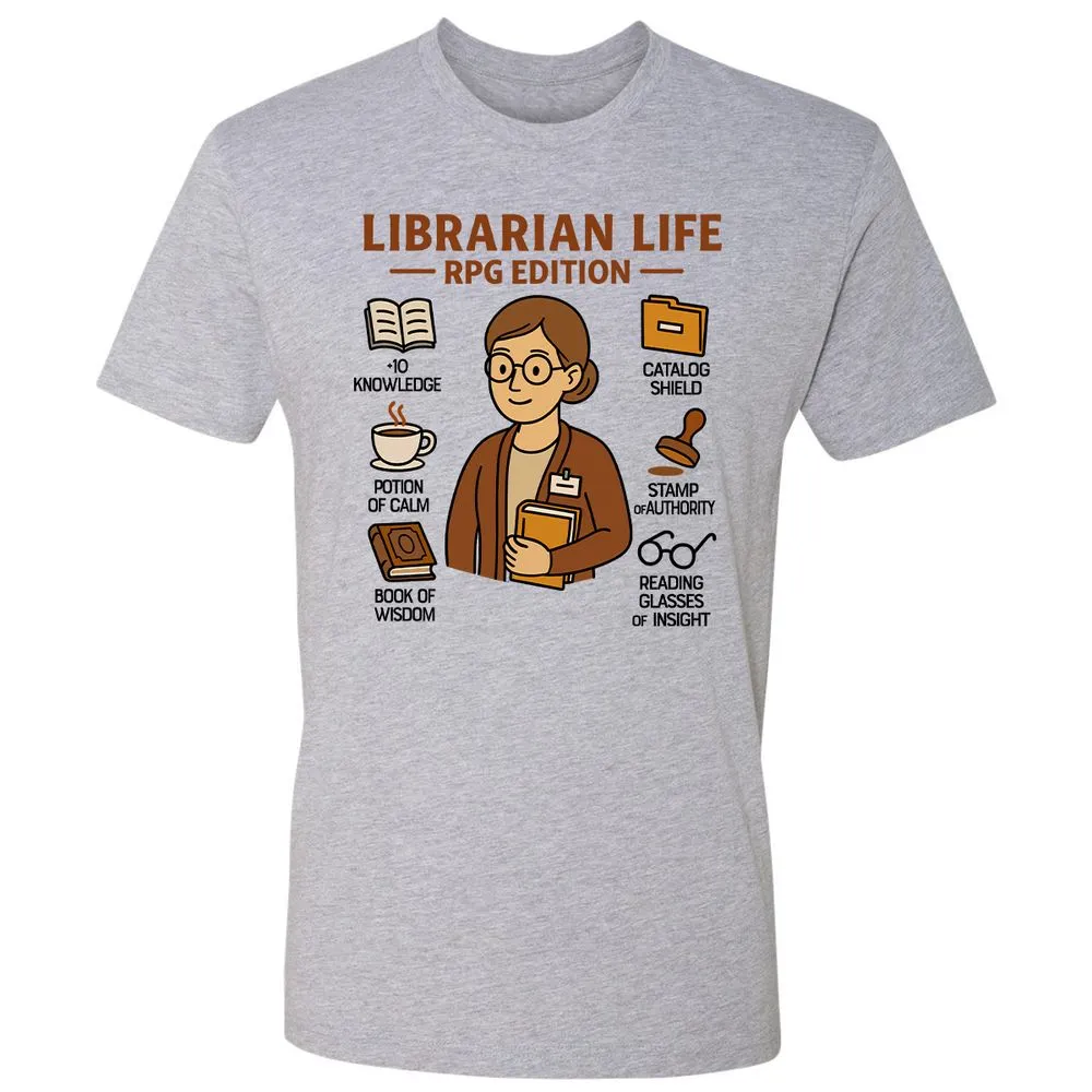 Librarian Life RPG Edition Premium Unisex T-Shirt - Heather Grey - 9