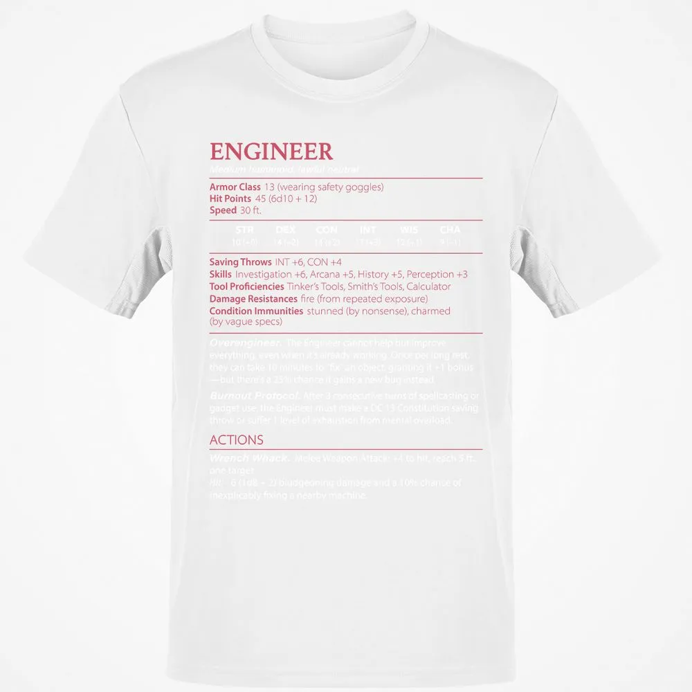 Engineer Stats Classic Unisex T-Shirt - White - 12