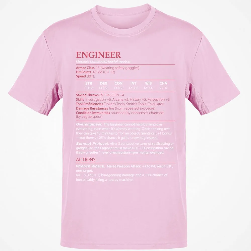 Engineer Stats Classic Unisex T-Shirt - Light Pink - 5
