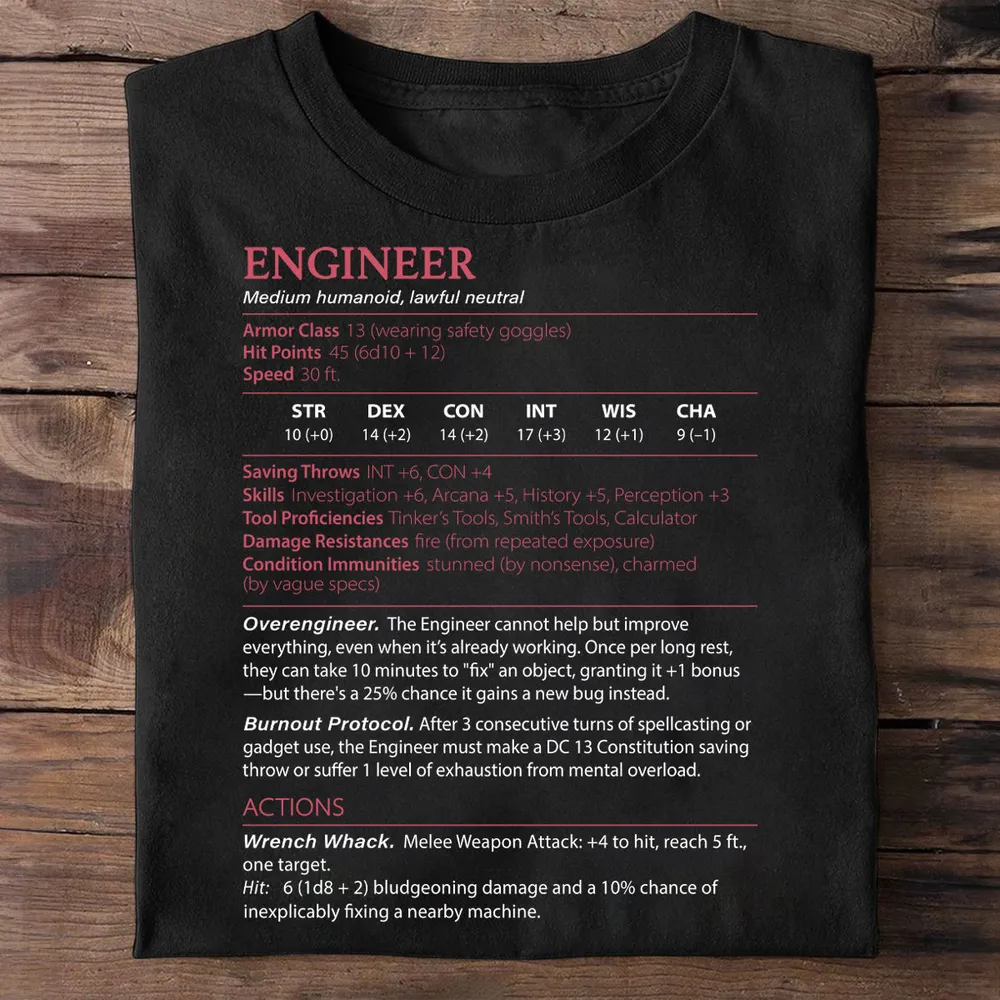 Engineer Stats Classic Unisex T-Shirt - 1