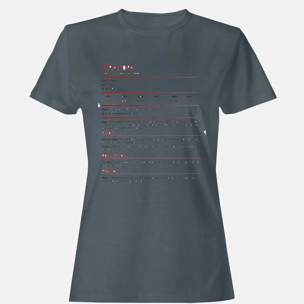 Grandpa Stat Block Women's T-Shirt - Charcoal - 3