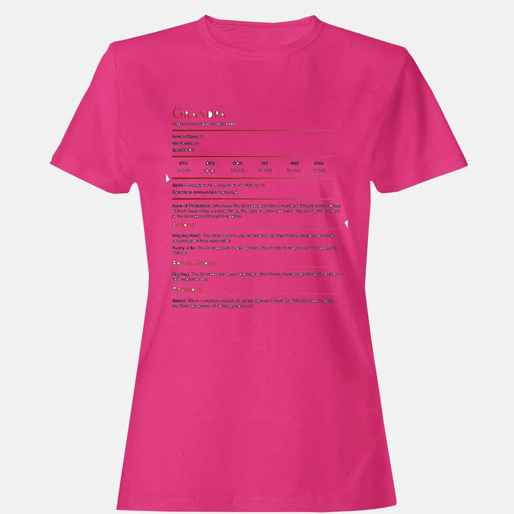 Grandpa Stat Block Women's T-Shirt - Heliconia - 6