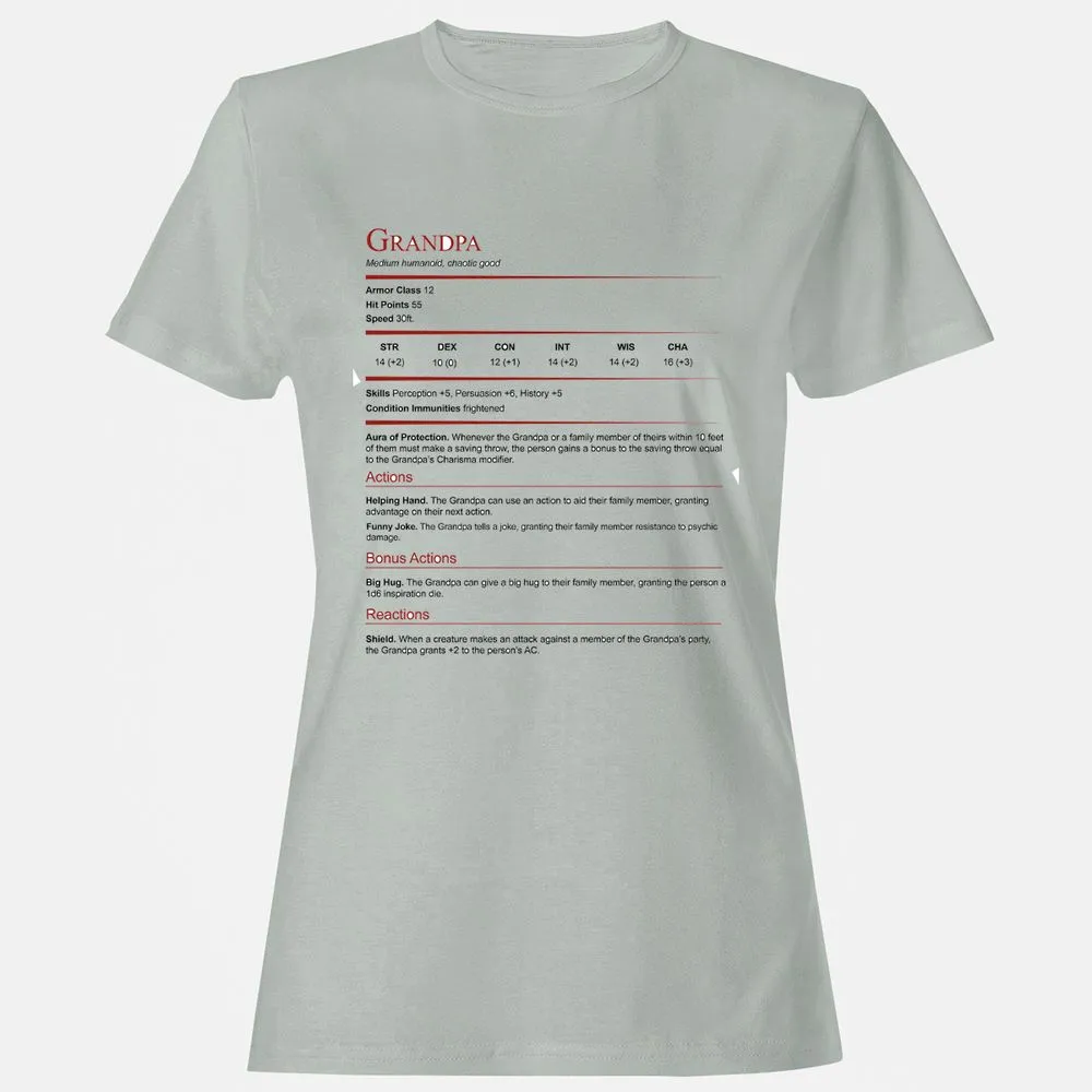 Grandpa Stat Block Women's T-Shirt - Ash - 2